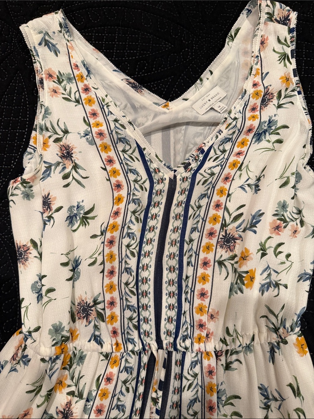 Lucky Brand Cream Maxi Dress with Pink Border & Multicolor Floral Print - Picture 3 of 4